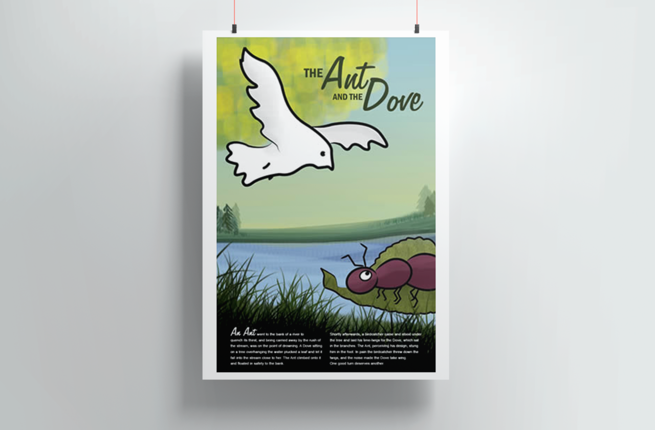 a dove and ant illustration