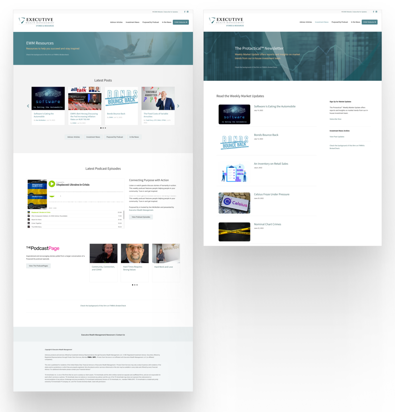 Executive Wealth Management Resources website layout